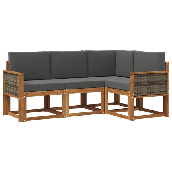 Utomhussoffset med kudde 4 pcs Naturlig och Antracit Polyester