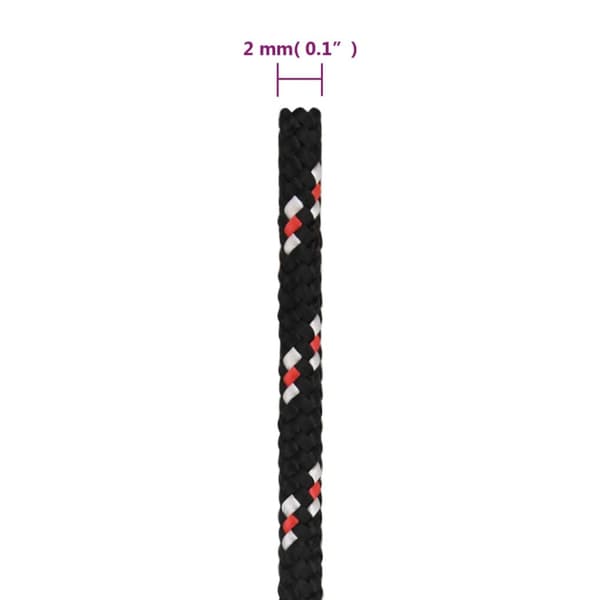 Båtlina svart 2 mm 25 m polypropen