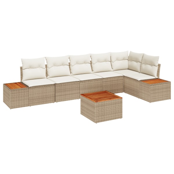 Trädgårdsoffset 6 pcs Beige och gräddfärgad Polyrattan