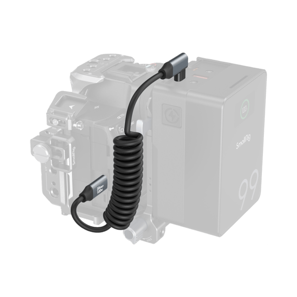 SmallRig 4792 USB-C Straight to USB-C Angled Coiled Data Cable
