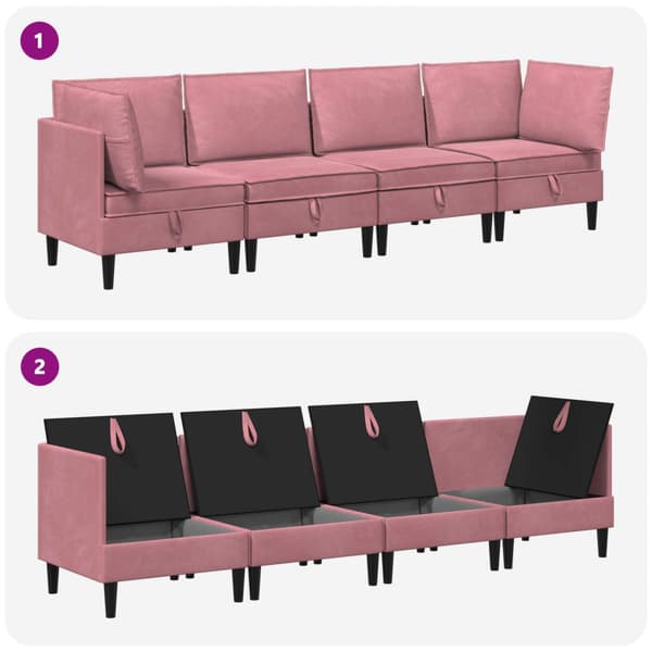 Möbelset för vardagsrummet med kudde 4 pcs Rosa Sammet