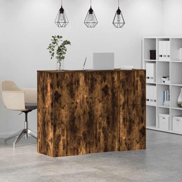 Receptionsdisk rökfärgad ek 135x50x103,5 cm konstruerat trä