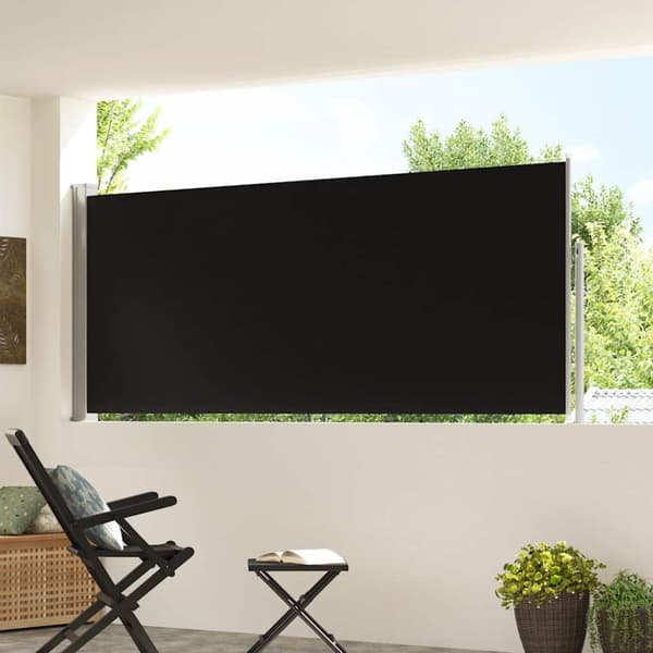Infällbar sidomarkis 120 x 300 cm svart