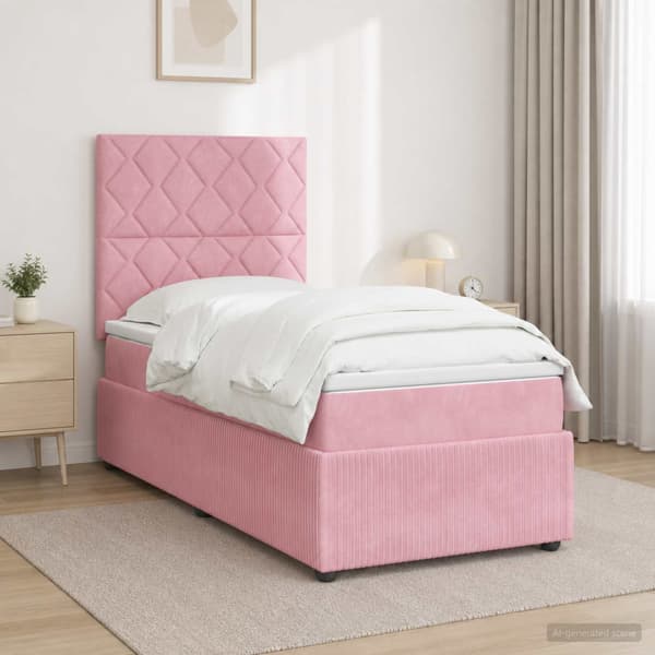 Kontinentalsäng med madrass Rosa 80 x 200 cm Sammet