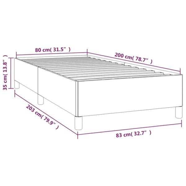 Sängram utan madrass ljusgrå 80x200 cm sammet