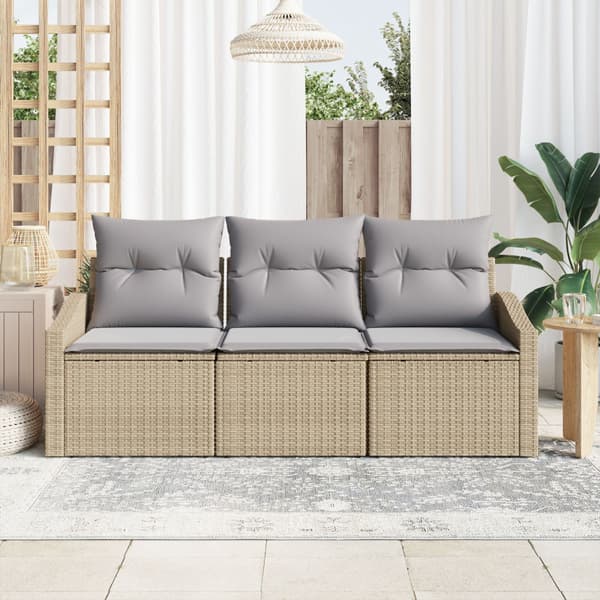 Soffset med kudde 3 pcs Beige konstrotting