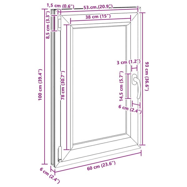 Källarfönster RISOR Antracit 60 x 100 cm PVC och glas