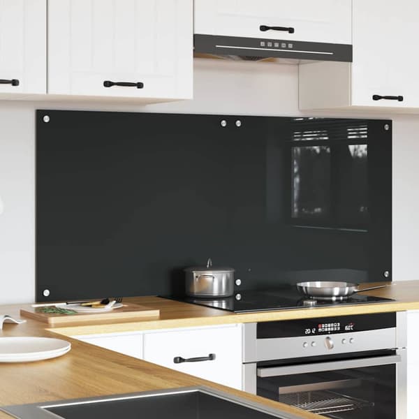Köksskydd 2 pcs Mörkgrå 70 x 60 cm härdat glas
