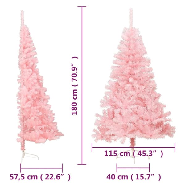 Halv plastgran med stativ rosa 180 cm PVC