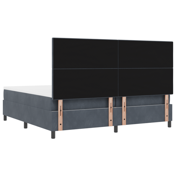 LED Box Säng med huvudgavel Mörkgrå 200 x 200 cm Sammet