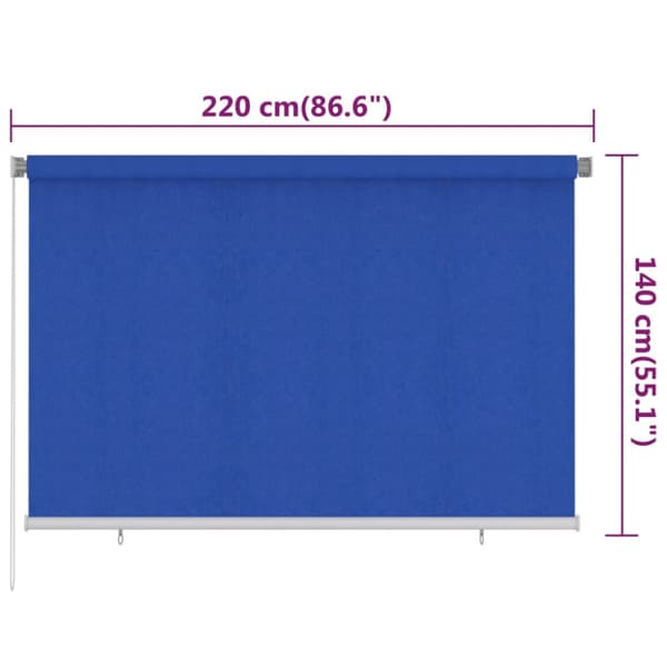 Rullgardin utomhus 220x140 cm blå HDPE