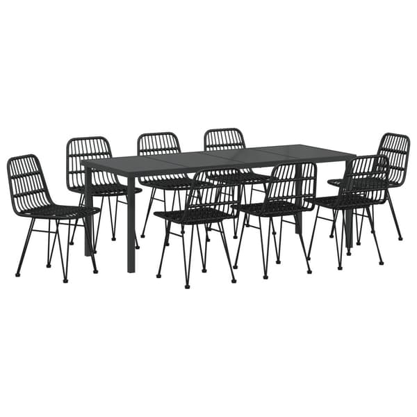 Trädgårdsmöbelset 9 pcs Svart Pulverlackerat stål
