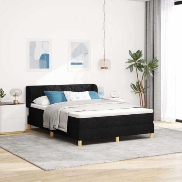 Resårsäng med madrass 160x200 cm svart tyg