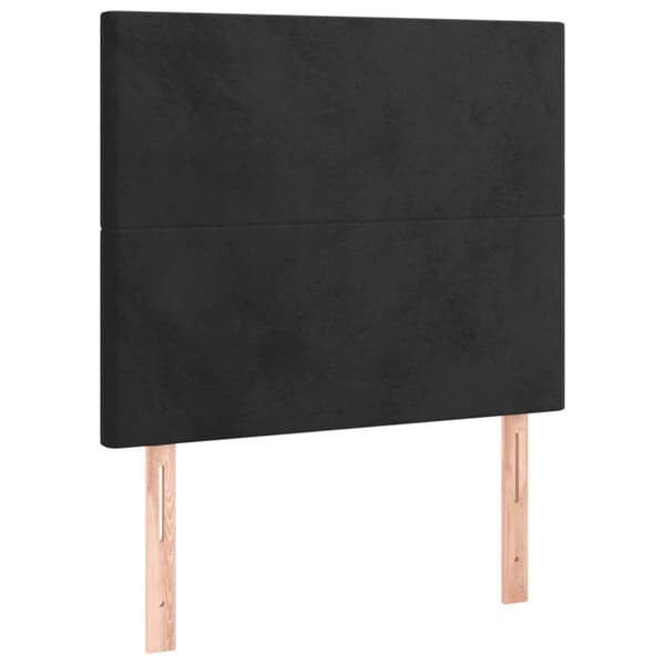 Ramsäng med madrass & LED svart 100x200 cm sammet
