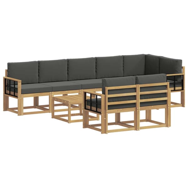 Utomhussoffset med kudde 9 pcs Vit och antracit Polyester