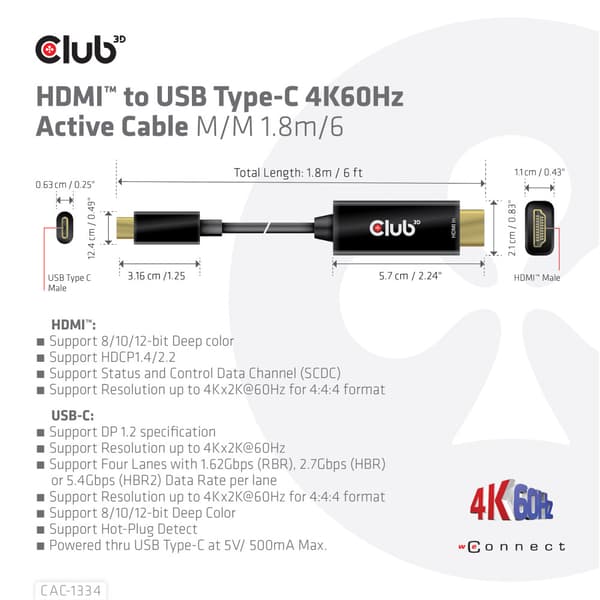 Club 3D adapterkabel - DisplayPort / HDMI - 1.8 m