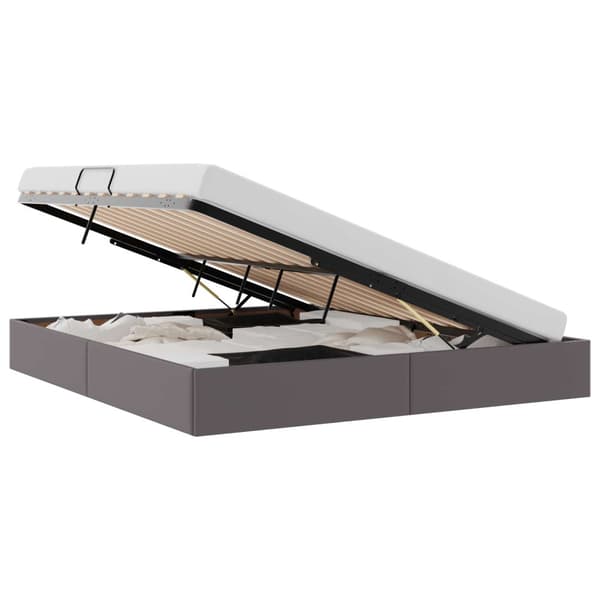 Ottoman Sängram med lagring Grå 180 x 200 cm Konstläder