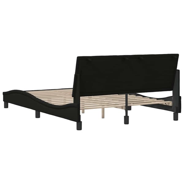 Bed Frame without Mattress "Hanko" Black 140x190 cm Fabric