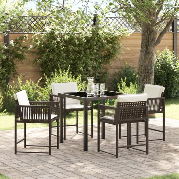 Trädgårdsmöbelset 5 pcs Brun konstrotting