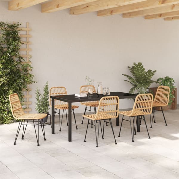 Trädgårdsmöbelset 7 pcs Brun Pulverlackerat stål