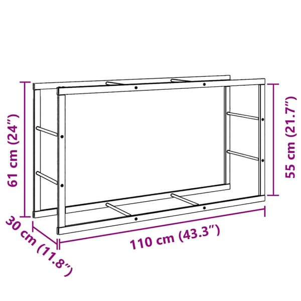 Vedställ svart 110x30x61 cm stål