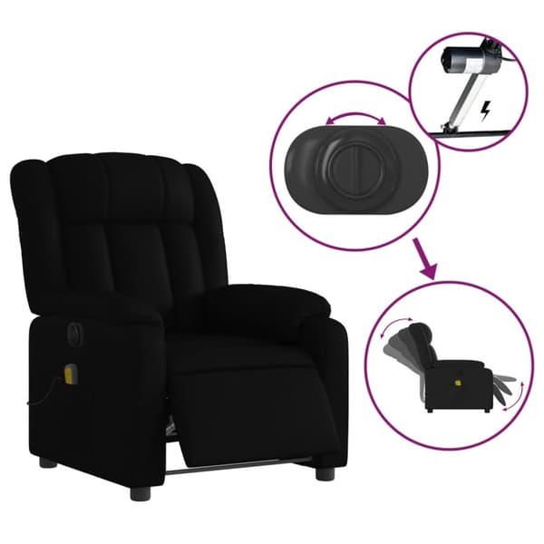 Elektrisk massagefåtölj svart konstläder