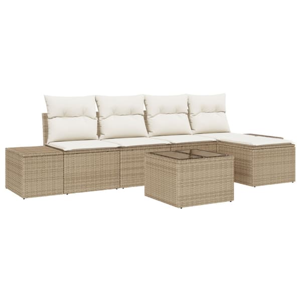 Trädgårdsoffset 5 pcs Beige och gräddfärgad konstrotting