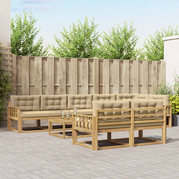 Utomhussoffset 9 pcs Vit och Beige 79 x 79 x 37 cm Polyester