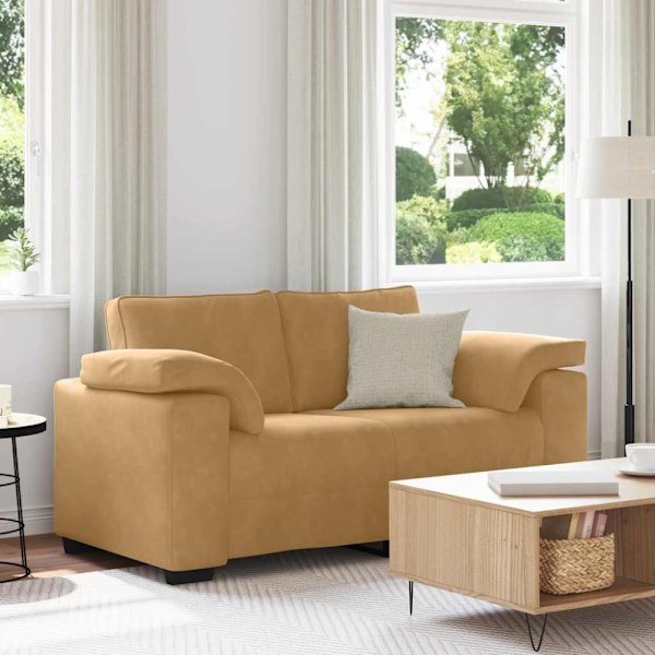 Loveseat soffa brun 160x77x82 cm sammet