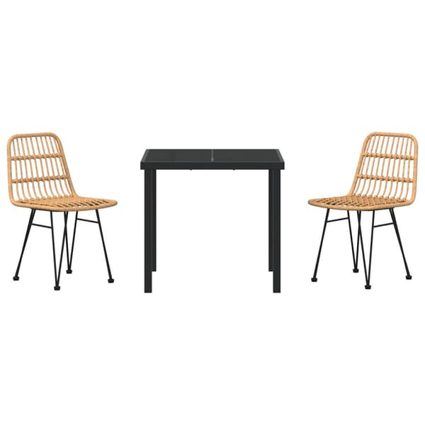 Trädgårdsmöbelset 3 pcs Brun Pulverlackerat stål