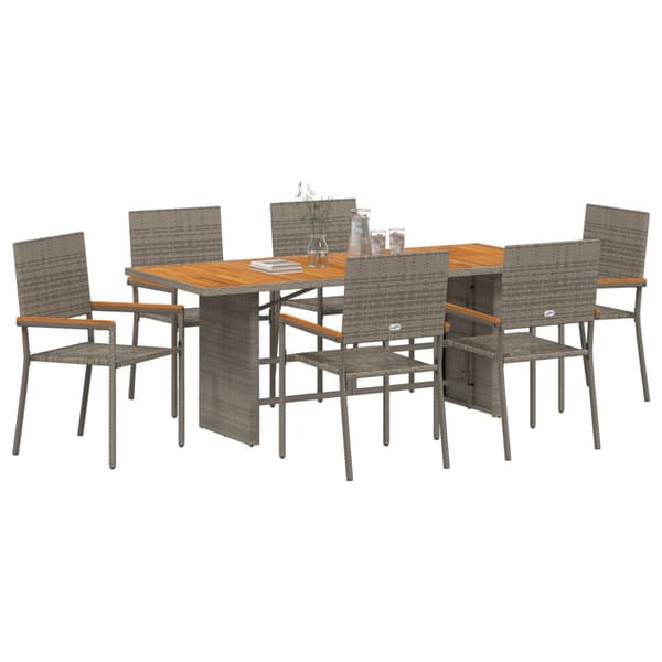 Trädgårdsmöbelset 7 pcs Grå konstrotting