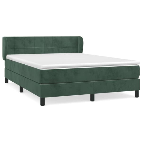 Ramsäng med madrass mörkgrön 140x190 cm sammet