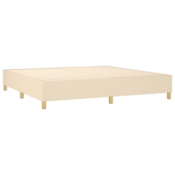 Boxspring-sängram gräddvit 200x200 cm tyg