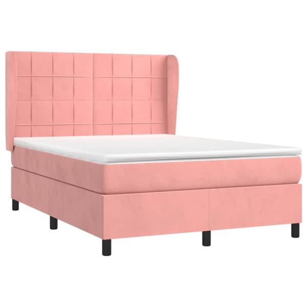 Ramsäng med madrass rosa 140x200 cm sammet