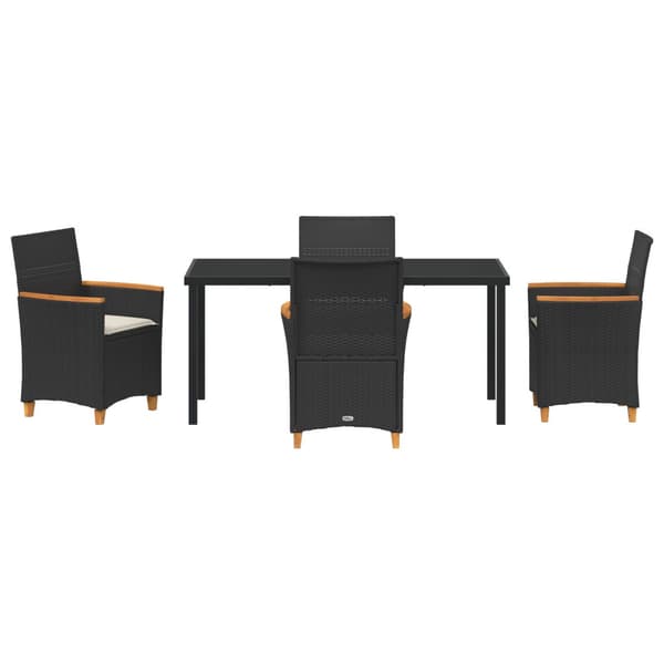 Trädgårdsmöbelset 5 pcs Svart konstrotting