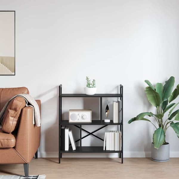 Hyllsystem Svart Ek 75 x 30 x 91 cm Konstruerat trä