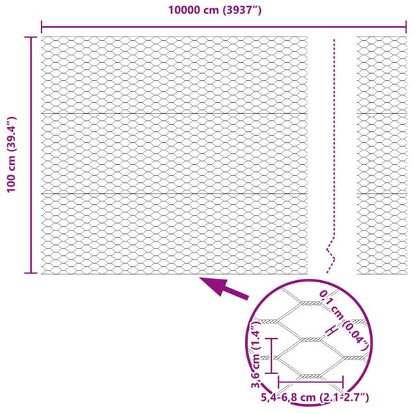 Hexagonstängsel Grå 1 x 100 m PVC