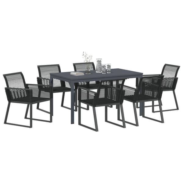 Trädgårdsmöbelset 7 pcs Svart konstrotting
