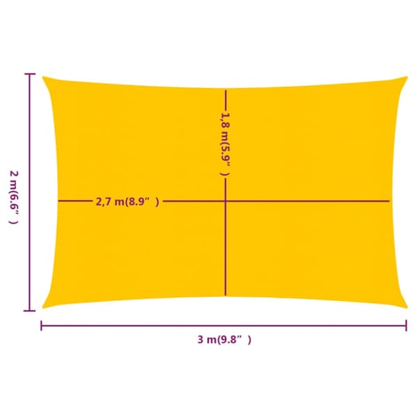 Solsegel 160 g/m² rektangulär gul 2x3 m HDPE