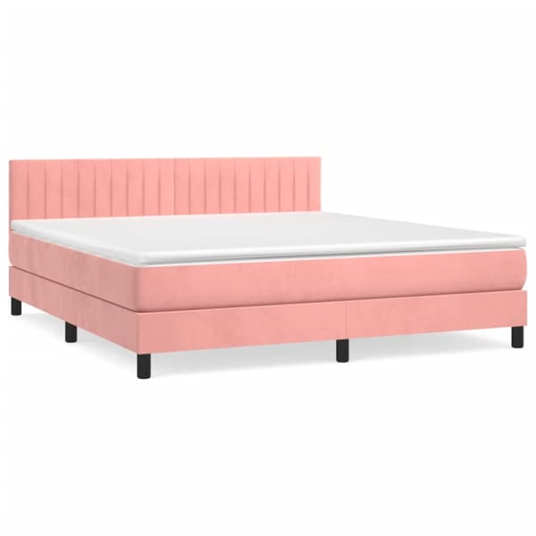 Ramsäng med madrass rosa 160x200 cm sammet