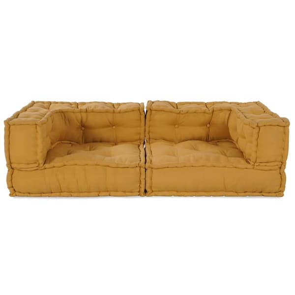 2-sits modulsoffa gul 140x70x36 tyg