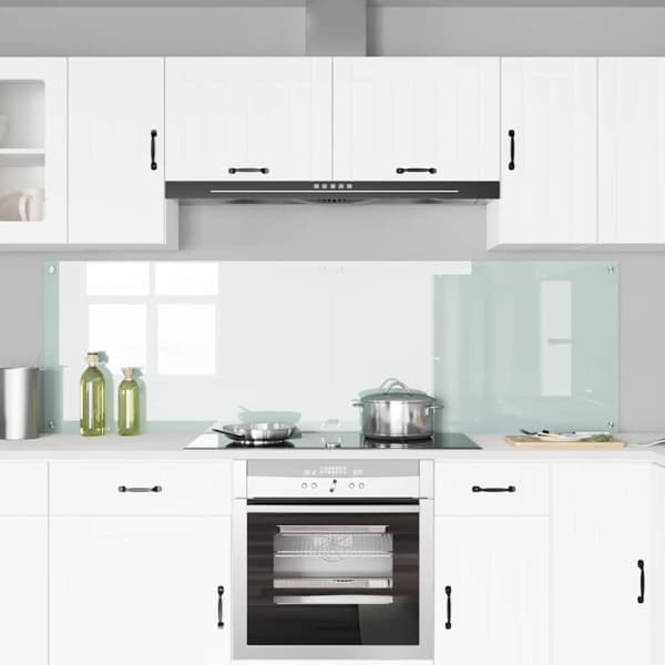 Köksskydd 2 pcs Vit 100 x 60 cm härdat glas