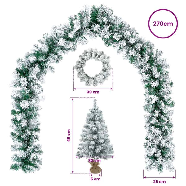 Mini-julgransset 45 cm PVC Grön och Vit