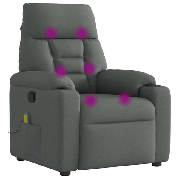 Massagefåtölj mörkgrå tyg