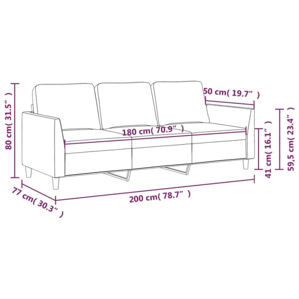 3-sitssoffa gräddvit 180 cm konstläder