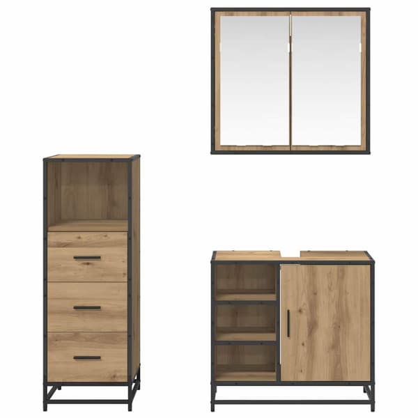 Badrumsmöbelset med låda 3 pcs Artisan Ek Konstruerat trä