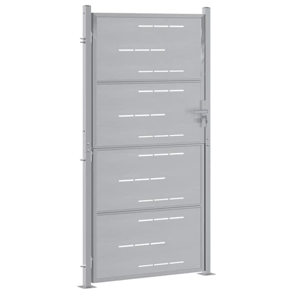Trädgårdsgrind 85 x 174 cm Rostfritt stål Silver Låsbar