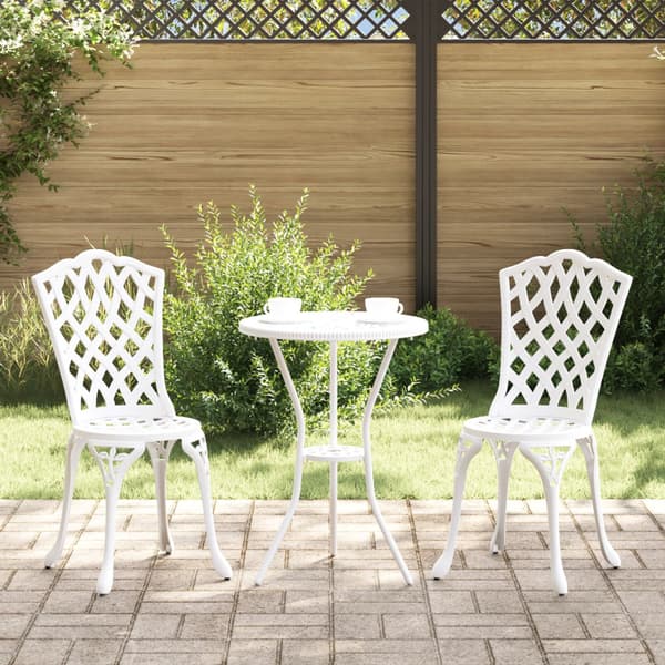 Trädgårds Bistro Set 3 pcs Vit Aluminium
