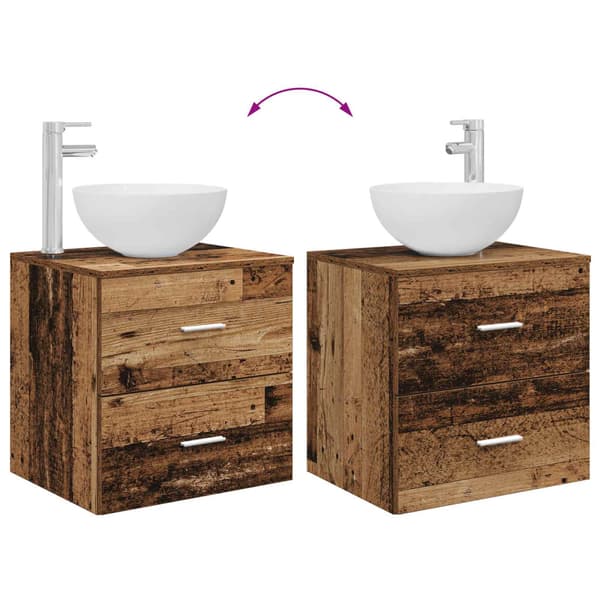 Badrumsmöbelset 2 pcs Gammalt trä Konstruerat trä