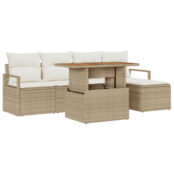 Trädgårdsoffset 6 st Beige Poly rattan